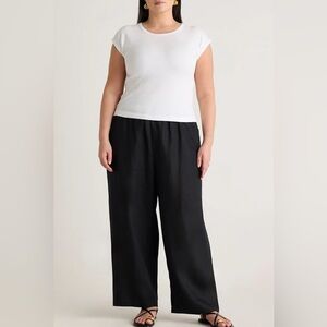 Quince Black NEW Wide-Leg Business Casual 100% Linen Contemporary Pants